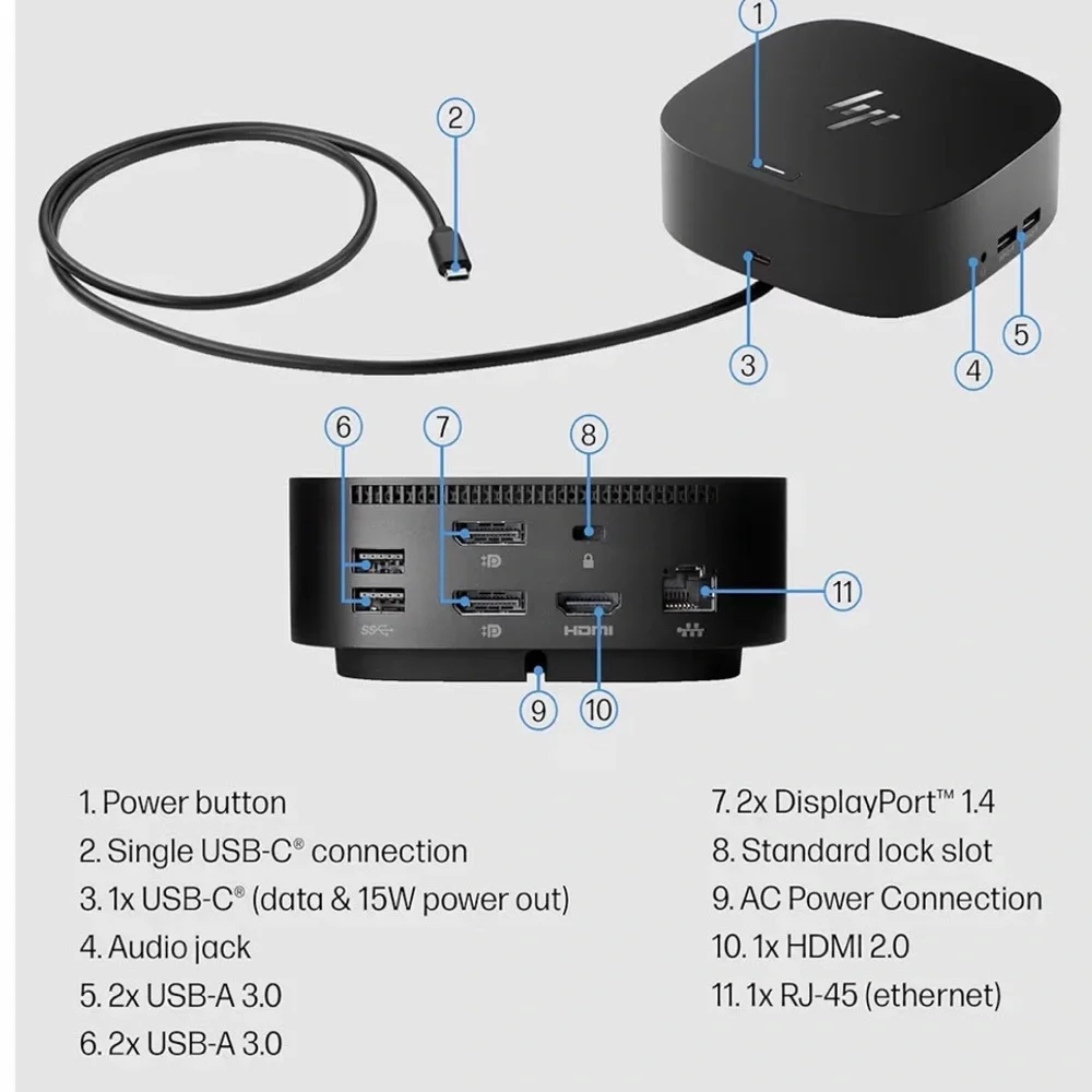 NEE HP USB-C Dock G5 11-in-1 Adapter